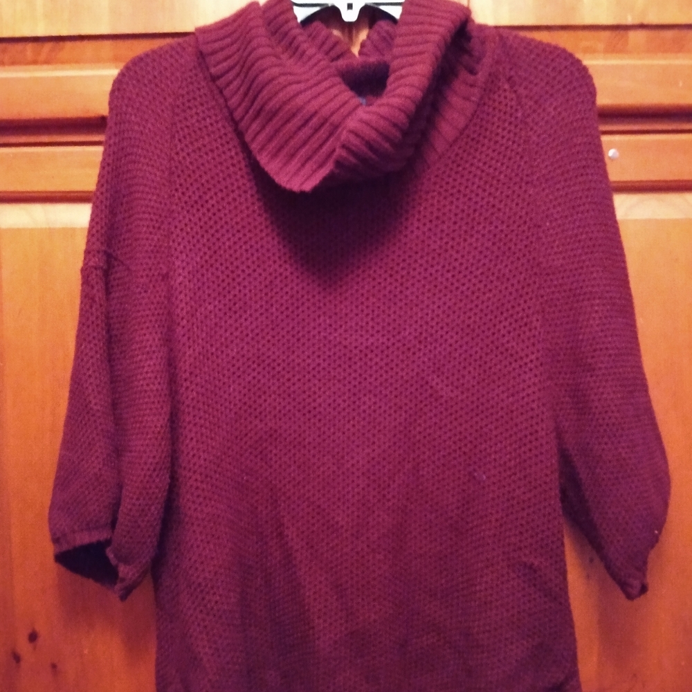 Women's Girls Splendid Knitted Plum Slouch Neck Burgendy Blouse Sweeter Size S